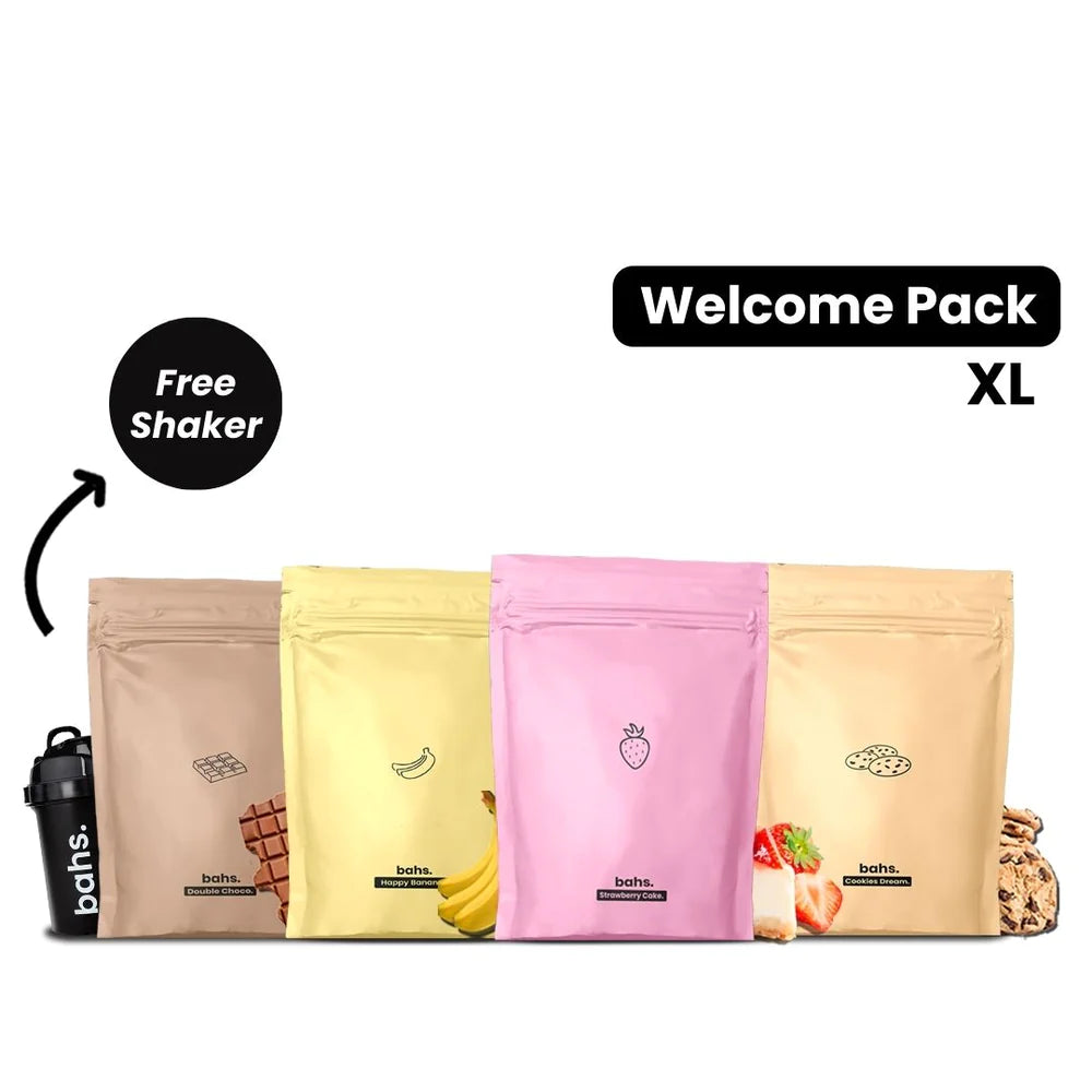 Welcome Pack XL | x4 Meal Powder (Cookie, Banana, Strawberry, Chocolate) | 1 Shaker FREE